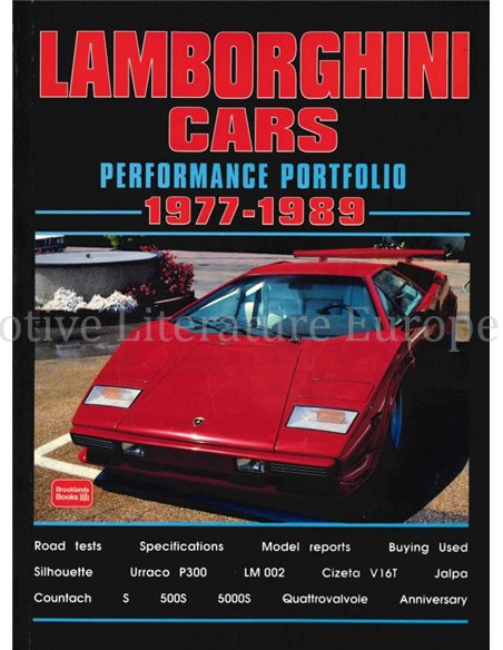 LAMBORGHINI CARS PERFORMANCE PORTFOLIO 1977 - 1989  (BROOKLANDS)