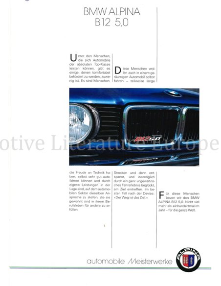 1989 BMW ALPINA B12 5.0 PROSPEKT DEUTSCH