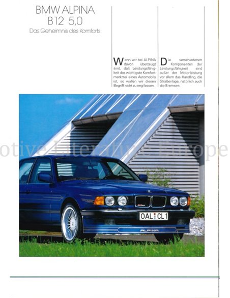 1989 BMW ALPINA B12 5.0 BROCHURE GERMAN