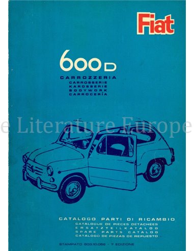 1964 FIAT 600 D SPARE PARTS BODYWORK CATALOG
