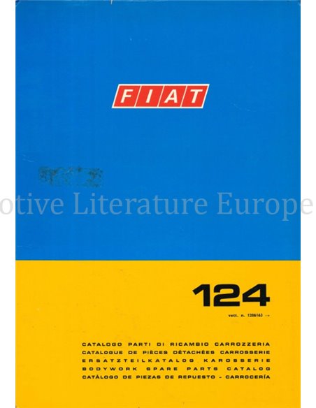 1972 FIAT 124 SPARE PARTS BODYWORK CATALOG