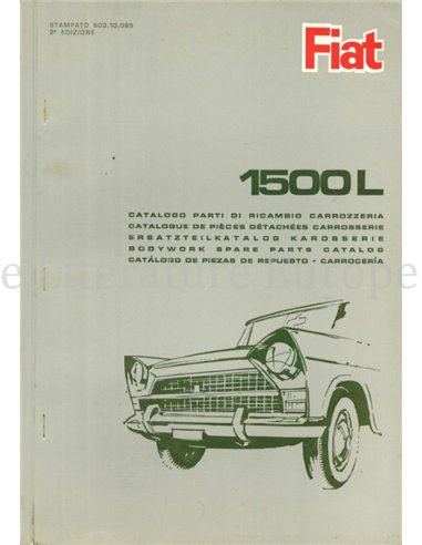 1965 FIAT 1500 FAMILIARE CARROSSERIE ONDERDELENHANDBOEK 