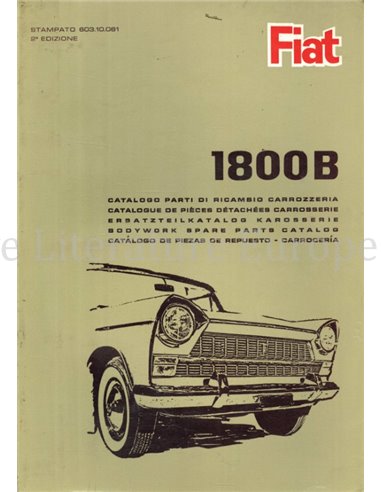 1965 FIAT 1800 B FAMILIARE CARROSSERIE ONDERDELENHANDBOEK 