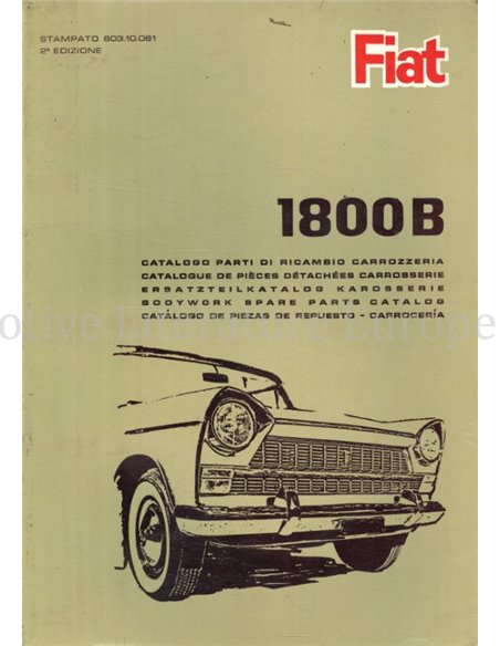 1965 FIAT 1800 B FAMILIARE CARROSSERIE ONDERDELENHANDBOEK 