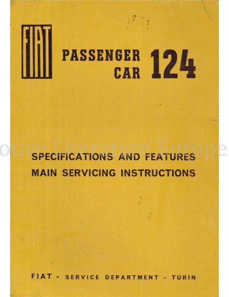 1966 FIAT 124 REPAIR MANUAL ENGLISH