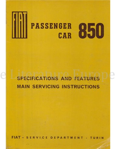 1964 FIAT 850 WERKSTATTHANDBUCH ENGLISCH