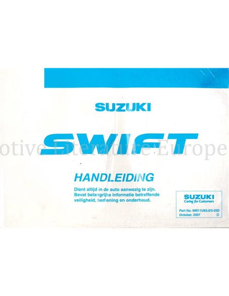 2007 SUZUKI SWIFT INSTRUCTIEBOEKJE NEDERLANDS