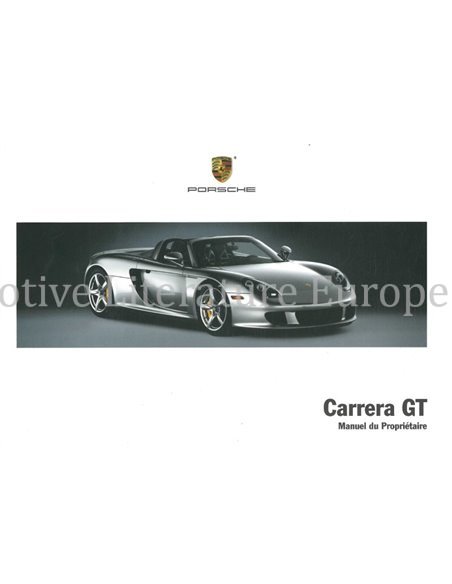 2004 PORSCHE CARRERA GT OWNERS MANUAL FRENCH (CANADA)