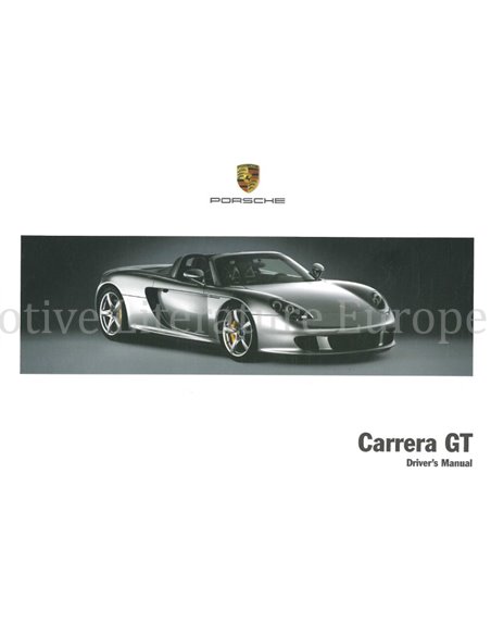 2005 PORSCHE CARRERA GT OWNERS MANUAL ENGLISH