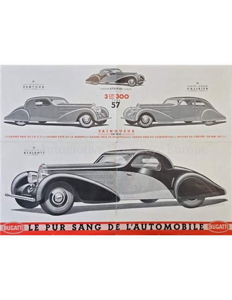 1936 BUGATTI LA 3 LITRES 300 TYPE 57 BROCHURE FRANS