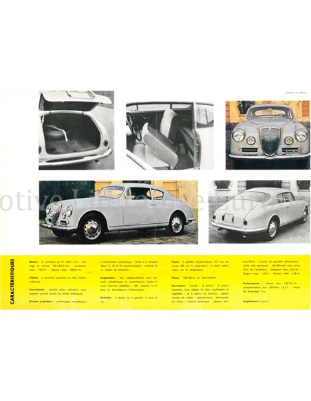 1958 LANCIA AURELIA GT 2500 DATENBLATT FRANZÖSISCH