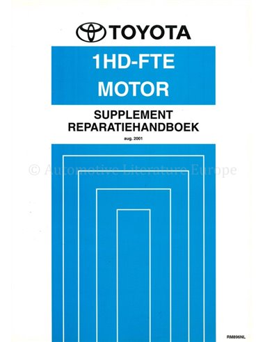 2001 TOYOTA LAND CRUISER 1HD-FTE MOTOR (SUPPLEMENT) WERKPLAATSHANDBOEK NEDERLANDS