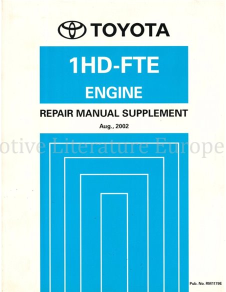 2002 TOYOTA LAND CRUISER 1HD-FTE ENGINE (SUPPLEMENT) WORKSHOP MANUAL ENGLISH