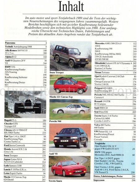 1989 AUTO MOTOR UND SPORT TESTJAHRBUCH DEUTSCH 