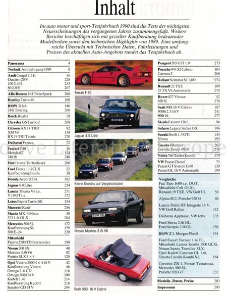 1990 AUTO MOTOR UND SPORT TESTJAHRBUCH DEUTSCH 