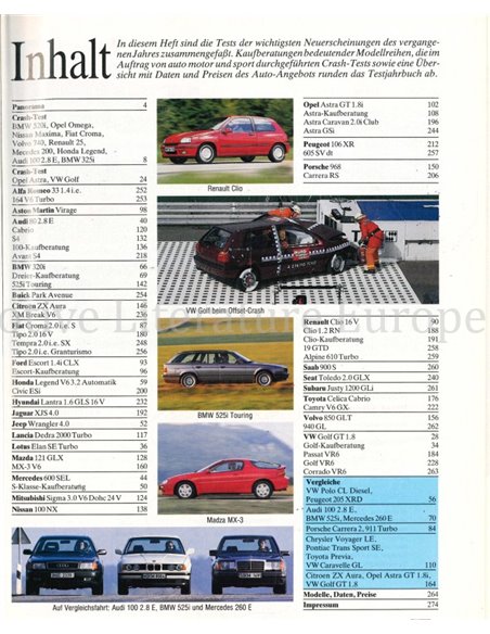 1992 AUTO MOTOR UND SPORT TESTJAHRBUCH DEUTSCH 