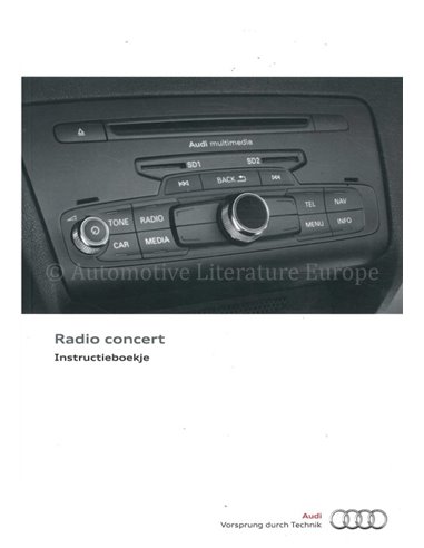 2012 AUDI CONCERT OWNERS MANUAL DUTCH