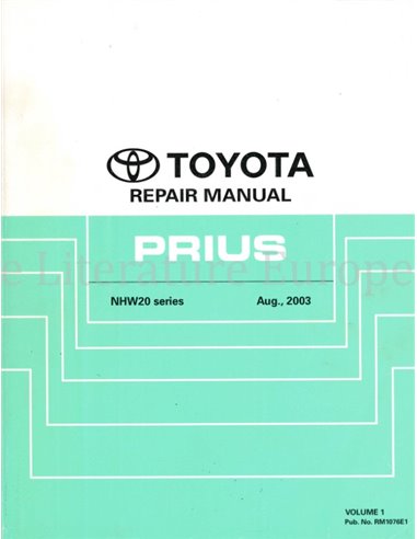 2003 TOYOTA PRIUS WERKPLAATSHANDBOEK ENGELS