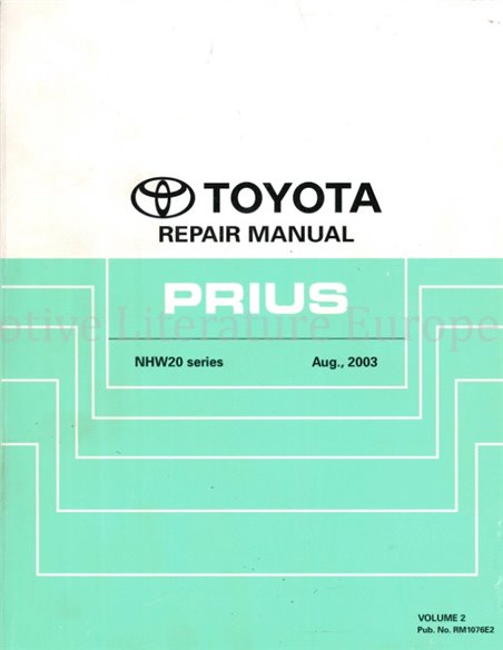 2003 TOYOTA PRIUS WERKPLAATSHANDBOEK ENGELS