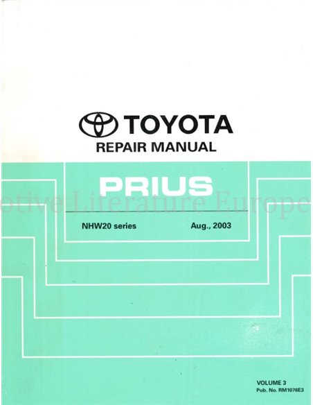 2003 TOYOTA PRIUS WERKPLAATSHANDBOEK ENGELS