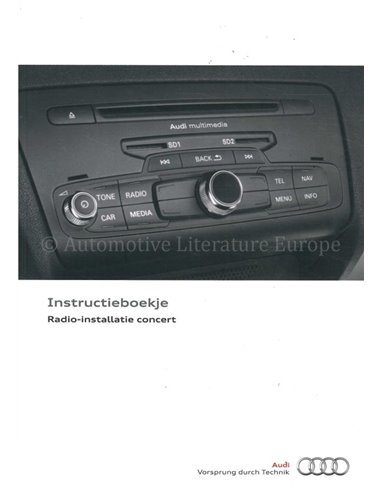 2013 AUDI CONCERT OWNERS MANUAL DUTCH