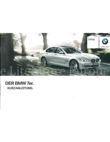 2013 BMW 7 SERIE VERKORT INSTRUCTIEBOEKJE DUITS