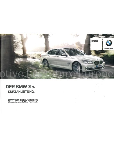 2013 BMW 7 SERIE EFFICIENT DYNAMICS VERKORT INSTRUCTIEBOEKJE DUITS