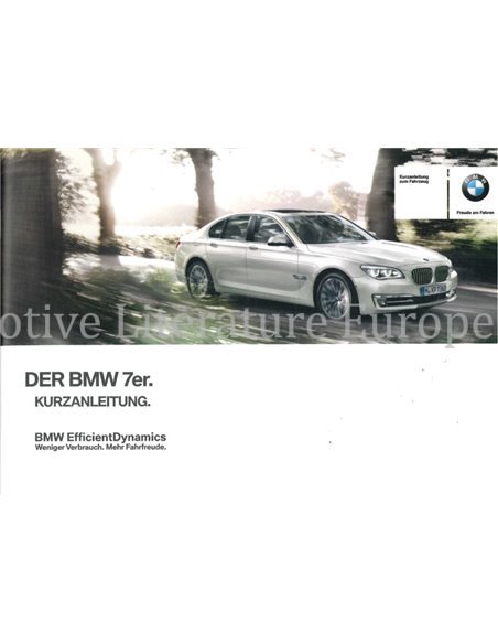 2013 BMW 7ER EFFICIENT DYNAMICS KURZANLEITUNG DEUTSCH