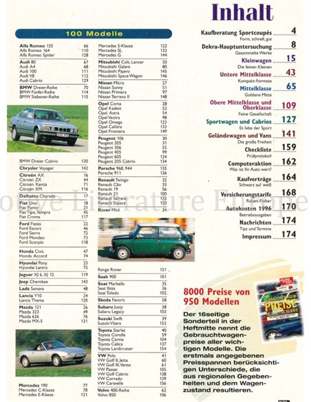 1996 AUTO MOTOR UND SPORT GEBRAUCHTWAGEN YEARBOOK GERMAN 