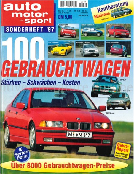 1997 AUTO MOTOR UND SPORT GEBRAUCHTWAGEN JAARBOEK DUITS 