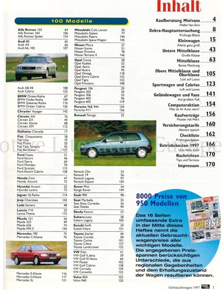 1997 AUTO MOTOR UND SPORT GEBRAUCHTWAGEN JAARBOEK DUITS 