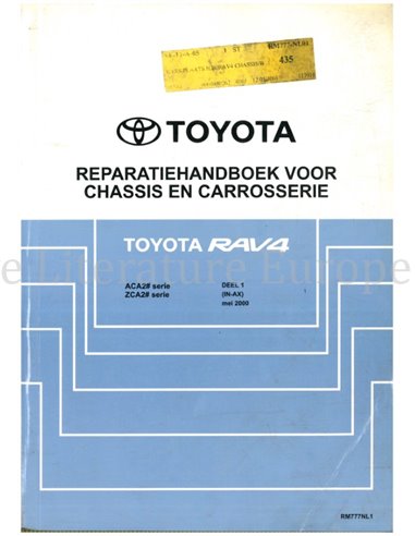 2000 TOYOTA RAV4 CHASSIS & BODY WORKSHOP MANUAL DUTCH