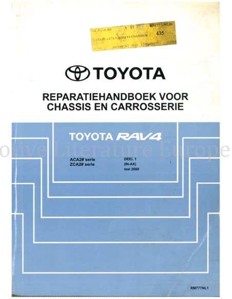 2000 TOYOTA RAV4 CHASSIS EN CARROSSERIE WERKPLAATSHANDBOEK NEDERLANDS