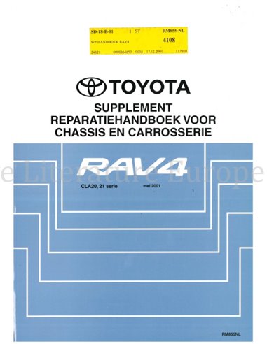 2001 TOYOTA RAV4 FAHRWERK & KAROSSERIE WERKSTATTHANDBUCH NIEDERLÄNDISCH