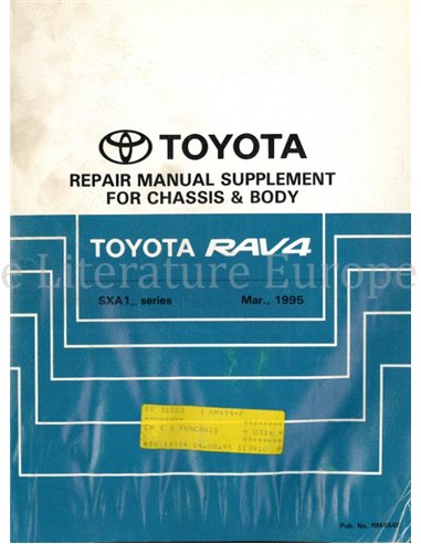 1995 TOYOTA RAV4 CHASSIS EN CARROSSERIE WERKPLAATSHANDBOEK ENGELS