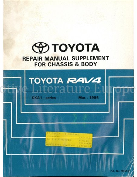 1995 TOYOTA RAV4 CHASSIS EN CARROSSERIE WERKPLAATSHANDBOEK ENGELS