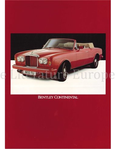 1989 BENTLEY CONTINENTAL DATANBLATT ENGLISCH