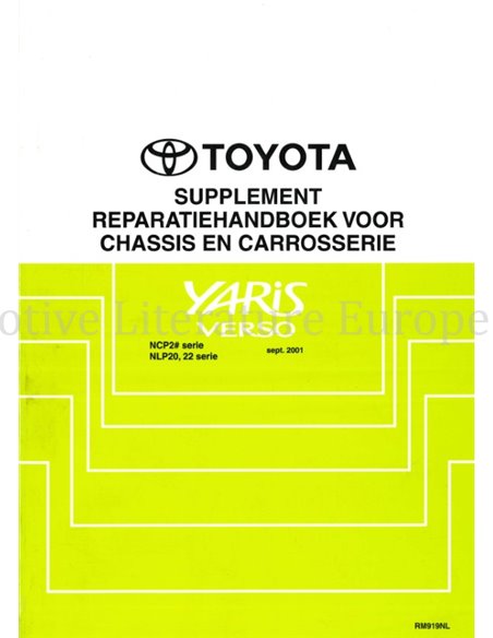 2001 TOYOTA YARIS CHASSIS UND KAROSSERIE WERKSTATTHANDBUCH NIEDERLÄNDISCH