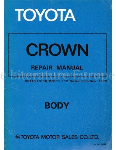 1979 TOYOTA CROWN BODY REPAIR MANUAL ENGLISH