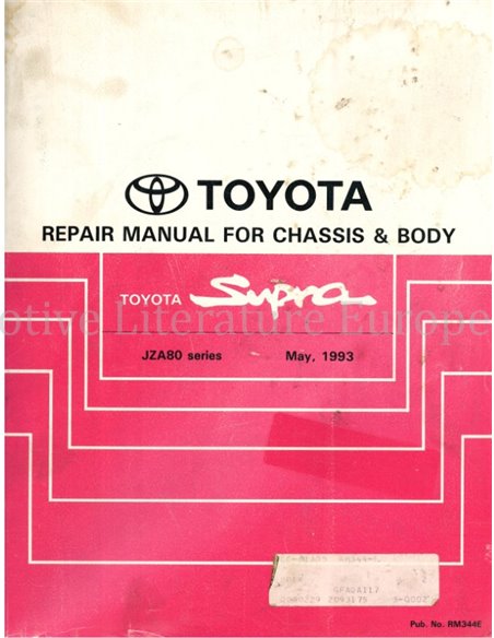 1993 TOYOTA SUPRA CHASSIS & CARROSSERIE WERKPLAATSHANDBOEK ENGELS