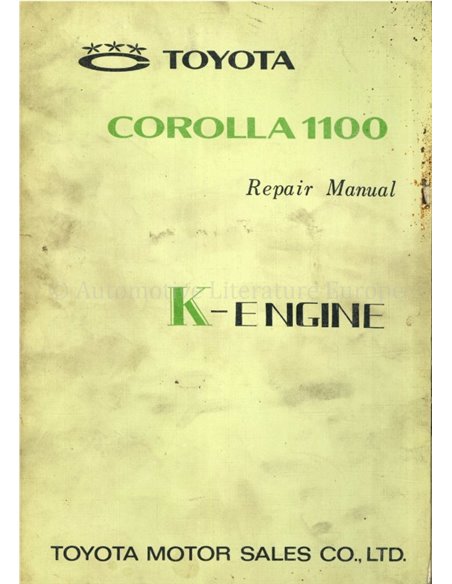 1969 TOYOTA COROLLA 1100 ENGINE WORKSHOP MANUAL ENGLISH