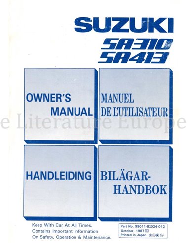 1988 SUZUKI SWIFT OWNERS MANUAL