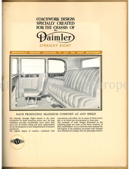 1938 DAIMLER STRAIGHT EIGHT BROCHURE ENGLISH