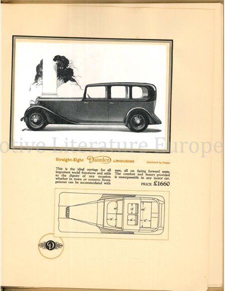 1938 DAIMLER STRAIGHT EIGHT BROCHURE ENGLISH