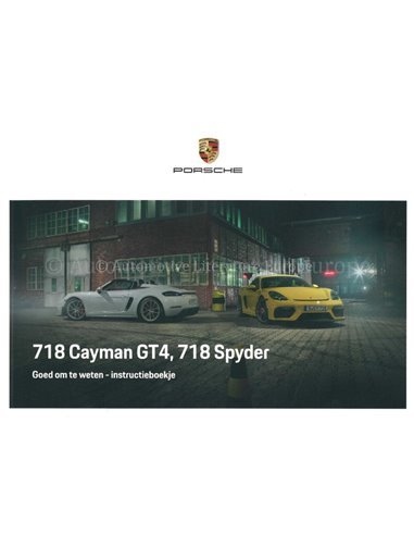 2020 PORSCHE 718 CAYMAN GT4 | SPYDER BETRIEBSANLEITUNG NIEDERLÄNDISCH