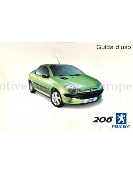 2001 PEUGEOT 206 CC OWNERS MANUAL ITALIAN