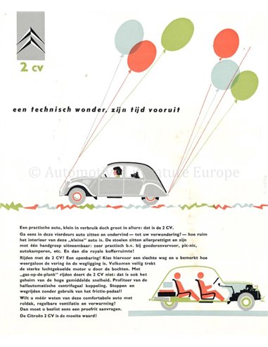 1957 CITROEN 2CV BROCHURE DUTCH