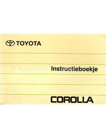 1992 TOYOTA COROLLA INSTRUCTIEBOEKJE NEDERLANDS