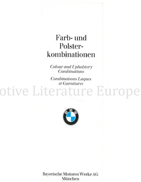 1971 BMW PROGRAMM FARBEN UND POLSTER PROSPEKT