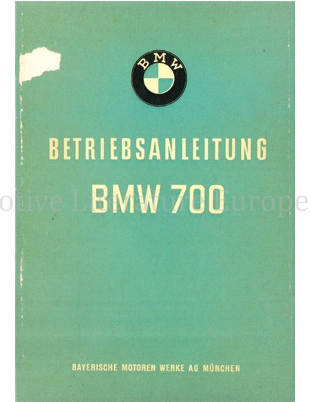 1962 BMW 700 OWNERS MANUAL GERMAN